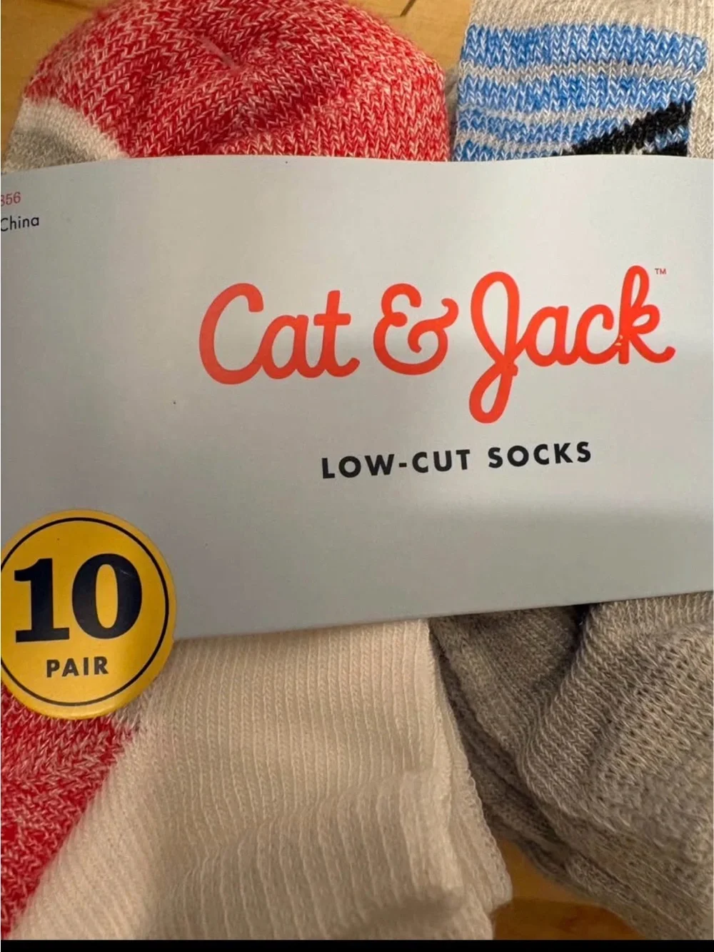 Cat & Jack kid’s Low-Cut Socks - Red, Gray & Blue Accents (10 Pack X 2)